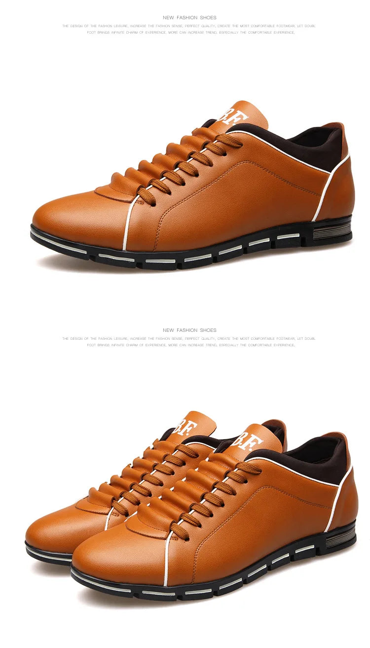 Spring Autumn New Men Shoes Casual Sneakers Fashion Solid Leather Shoes Formal Business Sport Flat Round Toe Light Breathable202