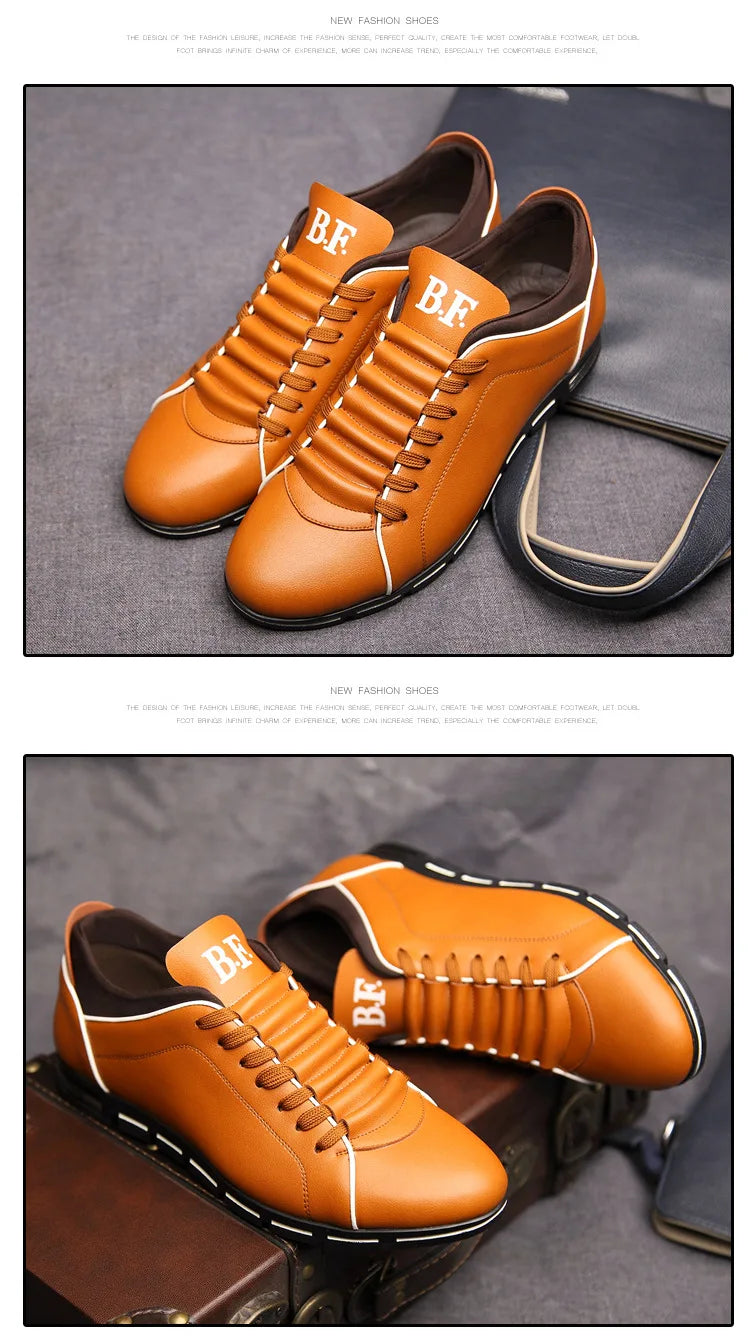 Spring Autumn New Men Shoes Casual Sneakers Fashion Solid Leather Shoes Formal Business Sport Flat Round Toe Light Breathable202