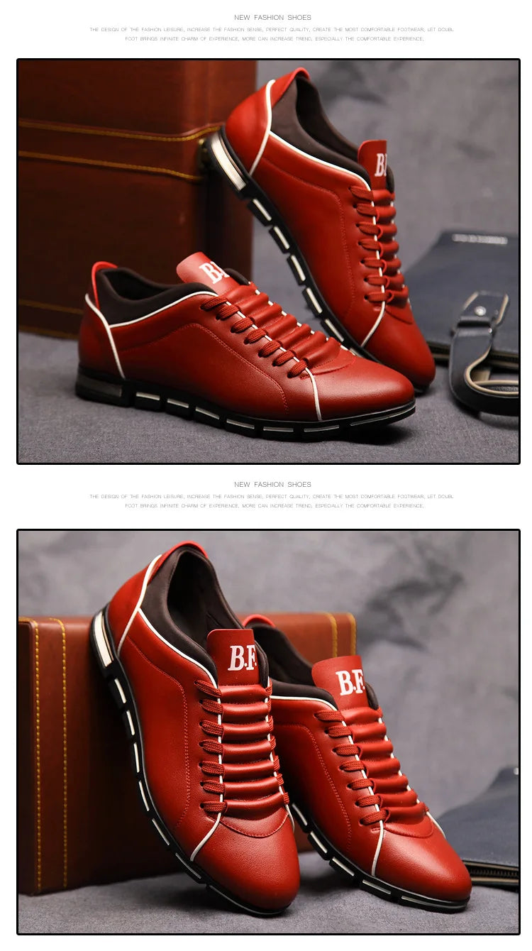 Spring Autumn New Men Shoes Casual Sneakers Fashion Solid Leather Shoes Formal Business Sport Flat Round Toe Light Breathable202