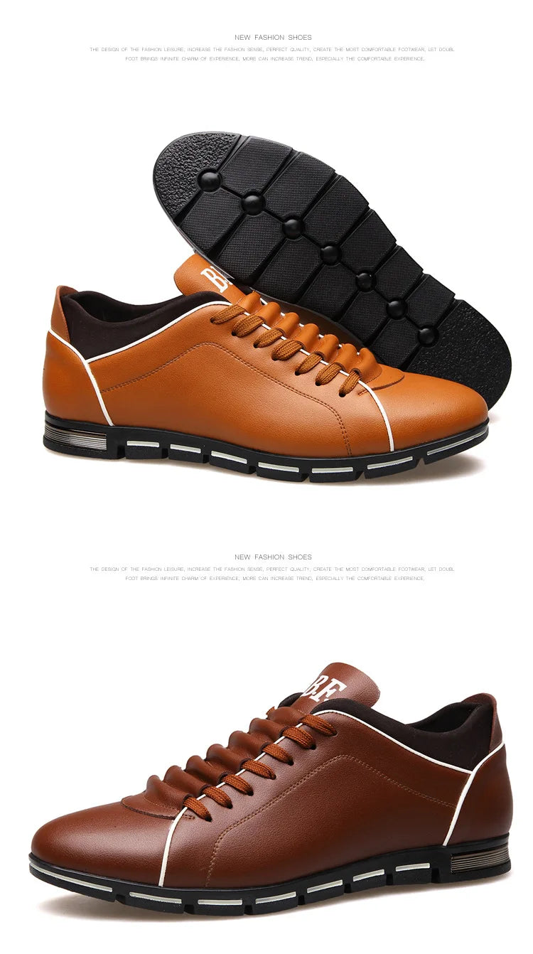 Spring Autumn New Men Shoes Casual Sneakers Fashion Solid Leather Shoes Formal Business Sport Flat Round Toe Light Breathable202