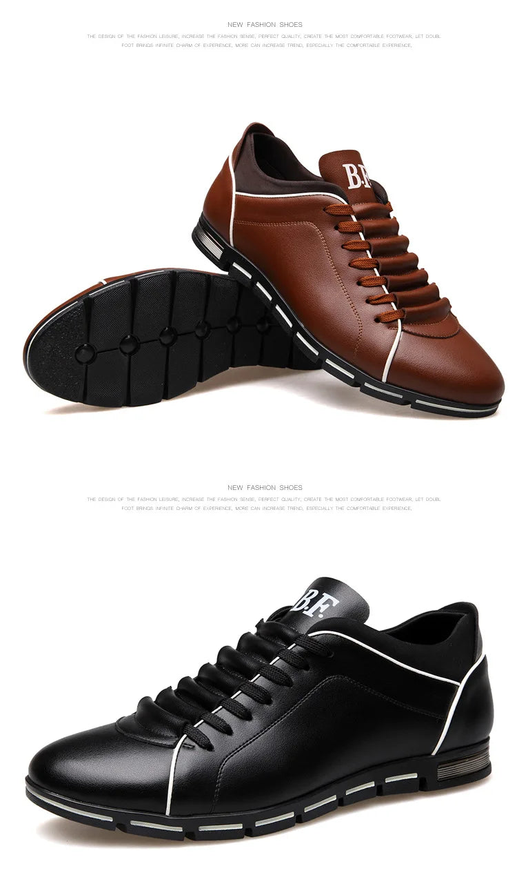 Spring Autumn New Men Shoes Casual Sneakers Fashion Solid Leather Shoes Formal Business Sport Flat Round Toe Light Breathable202