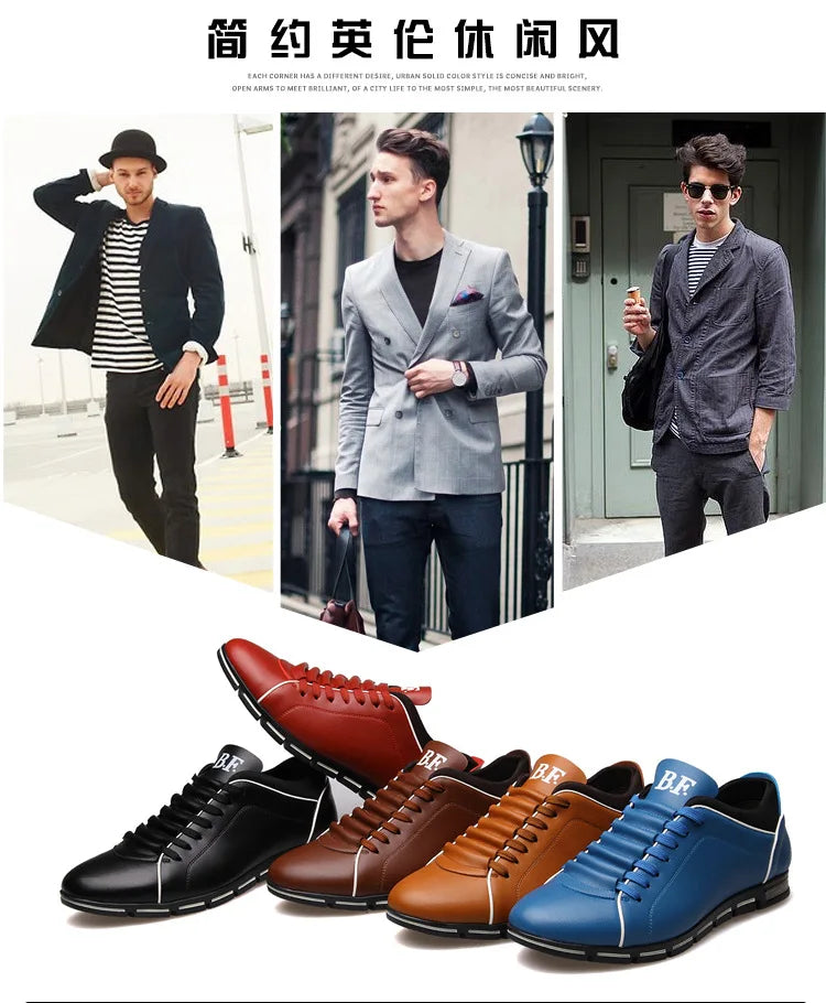 Spring Autumn New Men Shoes Casual Sneakers Fashion Solid Leather Shoes Formal Business Sport Flat Round Toe Light Breathable202