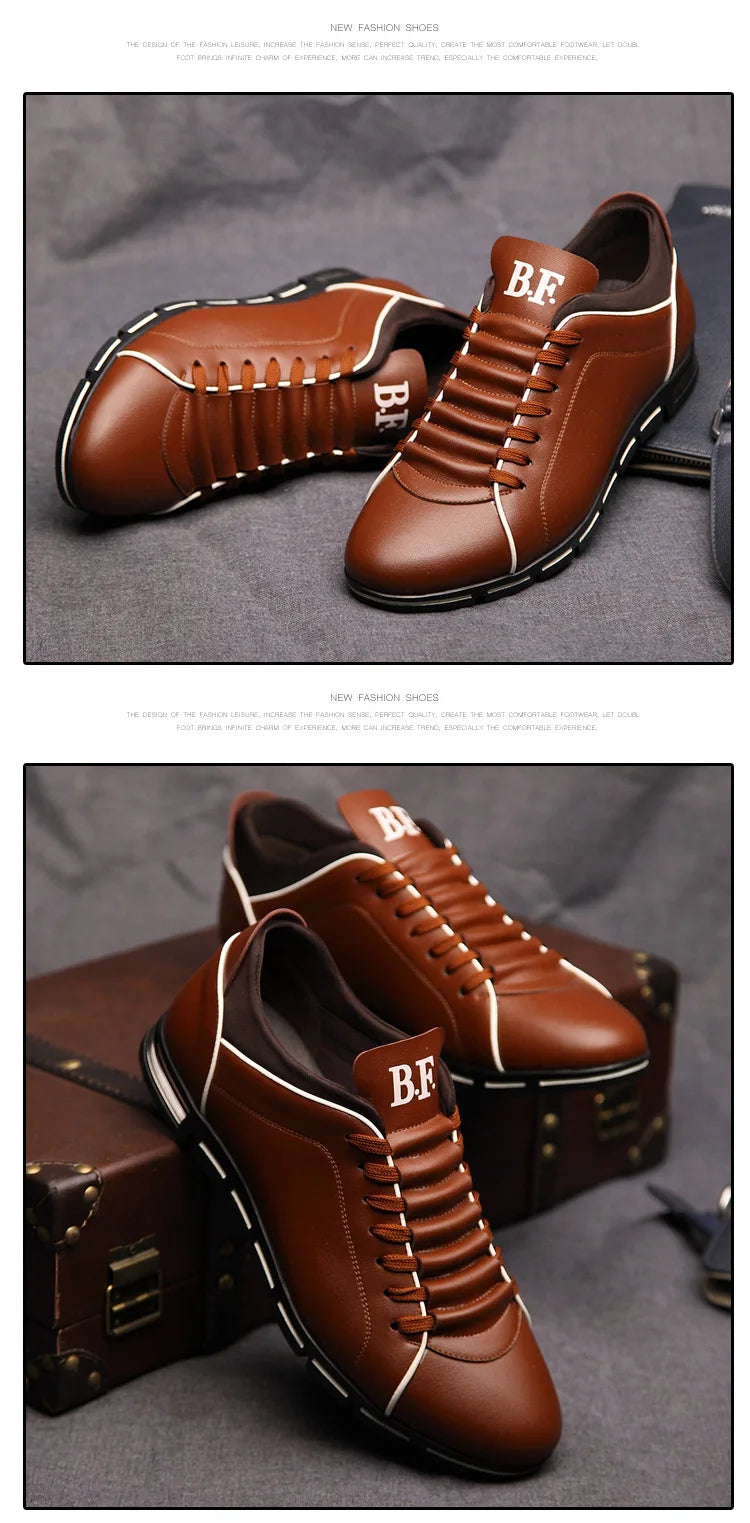 Spring Autumn New Men Shoes Casual Sneakers Fashion Solid Leather Shoes Formal Business Sport Flat Round Toe Light Breathable202