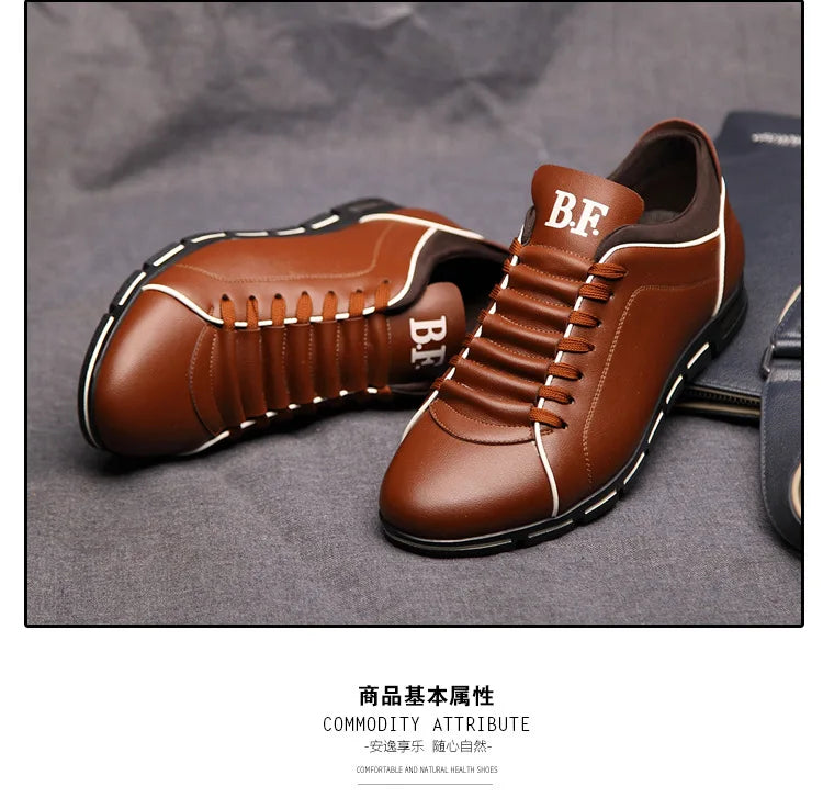 Spring Autumn New Men Shoes Casual Sneakers Fashion Solid Leather Shoes Formal Business Sport Flat Round Toe Light Breathable202