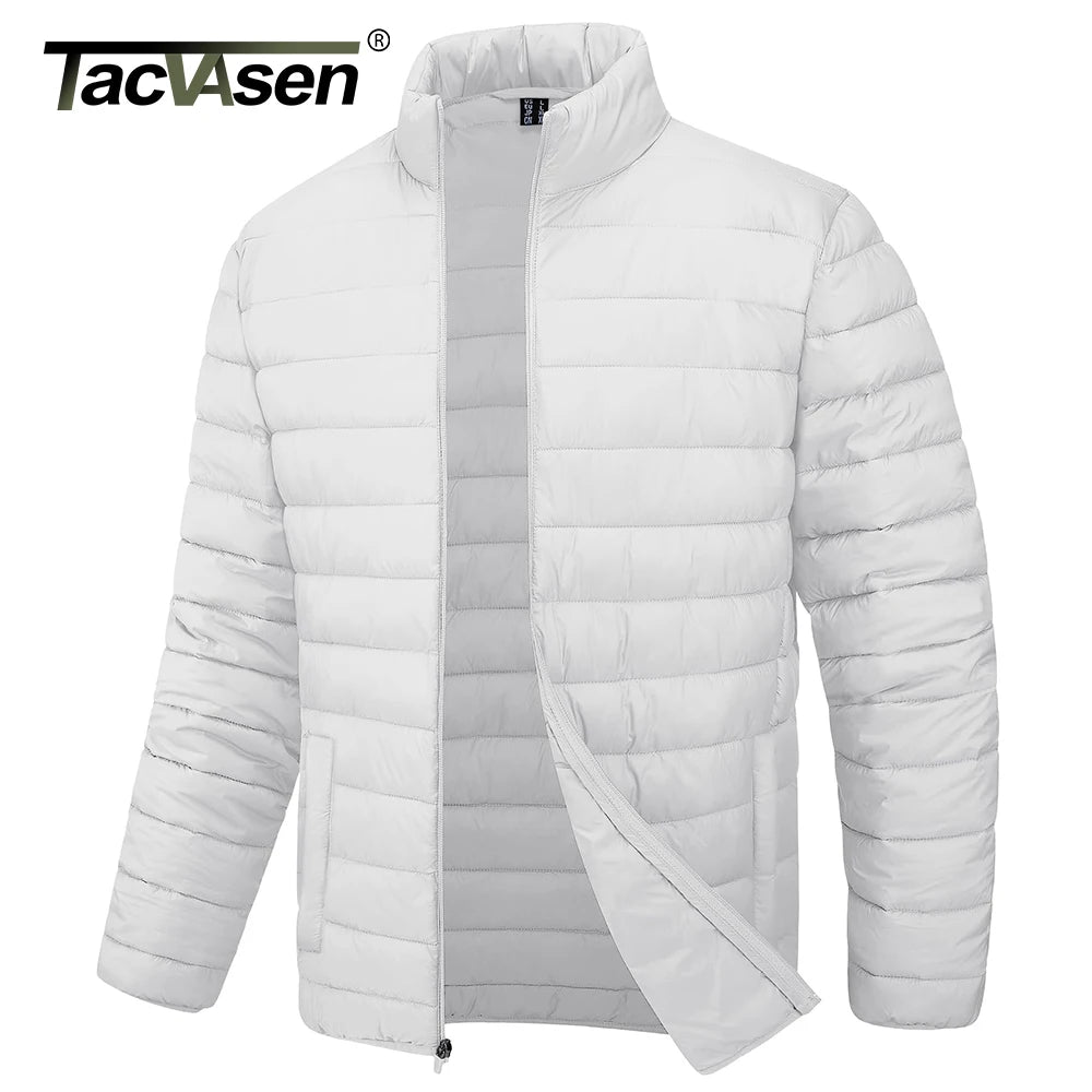 TACVASEN Men's Lightweight Puffer Jacket Stand Collar Full Zip Up Warmth Water Repellent Windbreaker for Outdoor Work