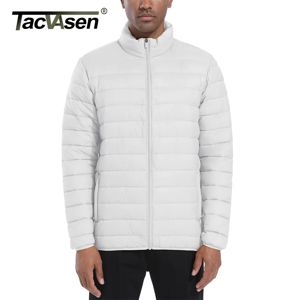 TACVASEN Men's Lightweight Puffer Jacket Stand Collar Full Zip Up Warmth Water Repellent Windbreaker for Outdoor Work