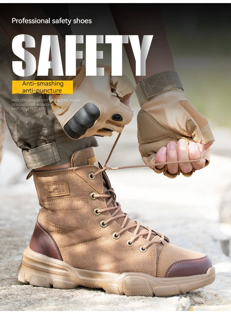 Work Safety Shoes Men Safety Boots Anti-smash Anti-stab Work Shoes Sneakers Steel Toe Shoes Male Work Boot Indestructible