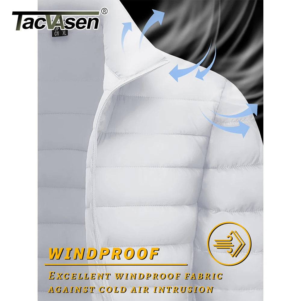 TACVASEN Men's Lightweight Puffer Jacket Stand Collar Full Zip Up Warmth Water Repellent Windbreaker for Outdoor Work