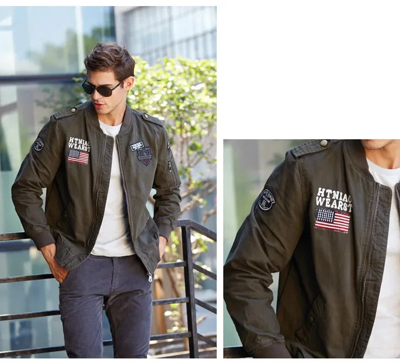 Mens Bomber Pilot Jacket Winter Parkas Army Jackets Military Motorcycle Jacket Cargo Outerwear Air Force Pilot Tactical Coat Man