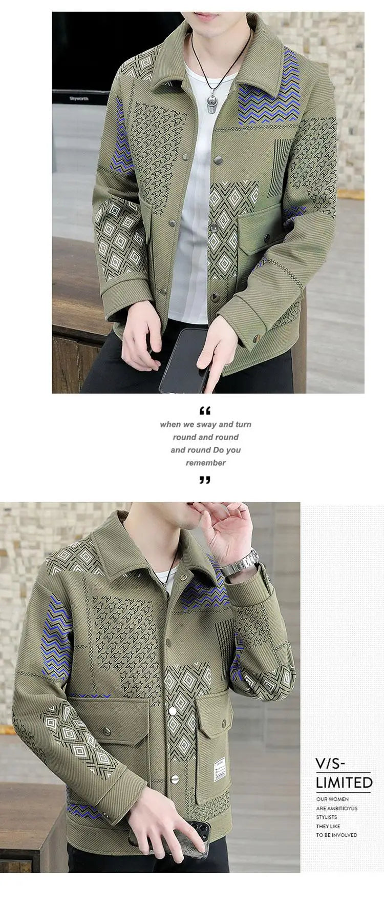 Brand Clothing Spring Autumn Men Coats Lapel Slim Print Jacket Mens High Quality Casual Jacket Tops Coat